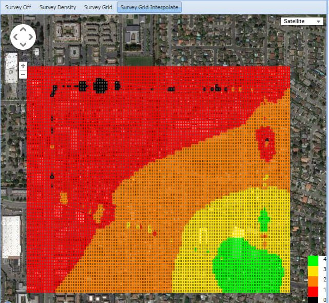 Advanced RSS interpolation to help find the source of interference.